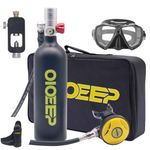 OIOEEP Mini Scuba Diving Tank with Sub-Mask, 1L Dive Portable Lungs Kit,15-20 Minutes Underwater Breathing System for Underwater Exploration Perfect Professional Diving Packages(Black)