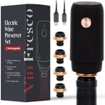 Electric Wine Preserver - Rechargeable Vacuum Saver with Airtight Seal - Automatic Air Remover Pump for 10 Days of Flavor & Freshness - Preservation System (Black & Rose Gold)