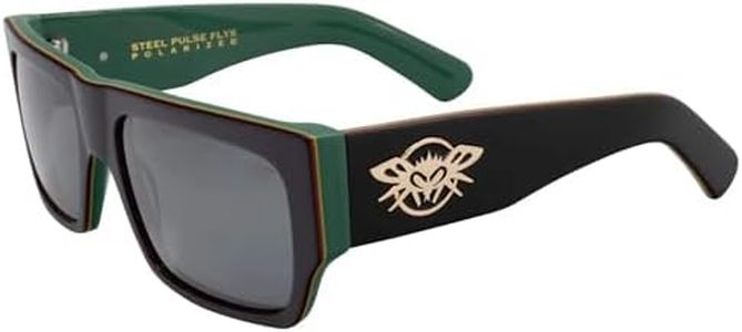 Steel Pulse Flys/Signature Sunglasses Matte Black-Rasta w/Smoke Polarized Lens