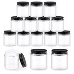 Glarks 12 Pack 4oz Glass Jars with Lids, Round Clear Glass Jars with Inner Liner and Black Lids for Storing Creams, Beauty Products, Cosmetic and Ointments