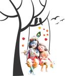 Ruhi Decor Krishna Radha Beautiful Moment in Jhula Sticker PVC Stickers Waterproof Laminated Wall Stylish for Living Room