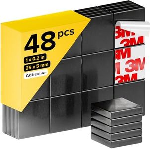 X-Bet Strong Magnets with Adhesive Backing - Square Heavy Duty Adhesive Magnets for Crafts, Fridge Magnets - Sticky Magnets Self Adhesive Perfect Craft Magnet, Refrigerator Magnets, 1 inch 48pcs