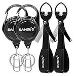 SAMSFX Fishing Quick Knot Tying Tool 3.7" Large Size 4 in 1 Mono Line Clipper with Zinger Retractor Combo (Carabiner Zinger & Black Knot Tool(Black Grip), 2Sets)