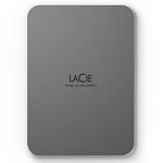 LaCie Mobile Drive Secure 2TB External Hard Drive Portable HDD - Space Grey, USB-C 3.2, for PC and Mac, Post-Consumer Recycled, with Adobe All Apps Plan and Rescue Services (STLR2000400)