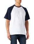 FRUIT OF THE LOOM Men's Baseball Classic Short Sleeve T Shirt, White/Black, M UK