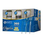 Party Bargains Disposable Cutlery Set, Color: Clear, Count: 360 Pcs (Sapphire)