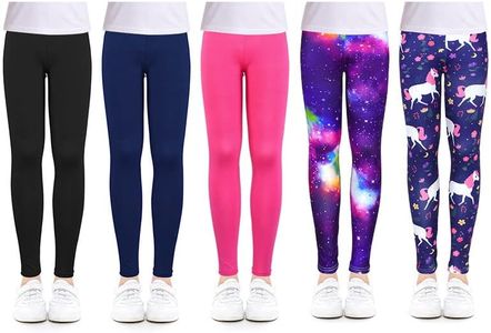 ZukoCert Girls Leggings Multipack Soft Comfortable Pants for Girls in 4-12 Years Girls Athletic Leggings, 5p-b, 10-11 Years