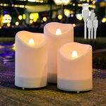 Solar Candles Outdoor Waterproof, 3" x 4" 5" 6" USB Rechargeable Battery Flickering Flameless LED Pillar Candles Dusk to Dawn Lights for Garden Lanterns Windows Outside Indoor Decor