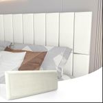 Art3d Peel and Stick Headboard for Twin, Full and Queen in Velvet Pearl, Pack of 6 Panels Sized 9.84" x 23.62", Soundproof Wall Panels 3D, Upholstered Wall Panel