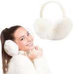 FSMILING Ear Muffs Women Winter Adjustable White Women's Earmuffs Fluffy Ear Muffs For Ladies Adults