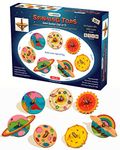 Funvention DIY Spinning Top Kits (Solar System) - Set of 7 Unique DIY Spinning Tops + Free Colors - STEM Learning 3D Puzzle & Coloring Toy Kit