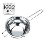 Double Boiler - 1000ML Stainless Steel Melting Pot with Heat Resistant Handle, COHOOP 304 (18/8) Large Baking Tools for Melting Chocolate, Butter, Candy and Candle…