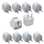 Hi-PLASST India to Europe Converter Plug (Pack of 10) Type C 2 Pin Power Plug Adapter Converter, Universal Socket, 2pin to 3pin Conversion Denmark • Switzerland • Italy • Brazil • S.Africa • Israel