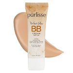 purlisse Perfect Glow BB Cream SPF 30: Clean & Cruelty-Free, Medium Flawless Coverage, Hydrates with Jasmine | Light Warm 1.4oz