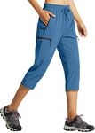 Libin Women's Quick Dry Hiking Capris Lightweight Cargo Cropped Pants Outdoor Casual, Blue XL