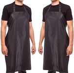 Aulett Home 35" Waterproof Rubber Black Vinyl Apron for Dishwashing, Lab, Butcher, Dog Grooming - Industrial Plastic