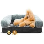 Luxe Pets Luxurious Orthopedic Dog Bed Memory Foam Velvet, Faux Fur Pillow, Size/Color Options 100% Waterproof Liner Machine Washable, Non-Slip Silicone Bottom, Removable (X-Large, Grey)