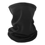 Kids Neck Warmer, Winter Fleece Windproof Neck Gaiter for Boys & Girls Face Covering Mask Thermal Scarf Multifunctional Headwear for Skiing Running Cycling Outdoor Sports A7ETBNWB (black)