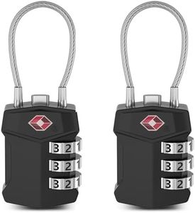 TSA Luggage Locks (2 Pack),Big Digit Easy Read Dials TSA Approved Cable Luggage Lock,T Tersely Re-settable TSA Locks for Luggage,TSA Travel Locks for Suitcase, Backpack (Black+Black)