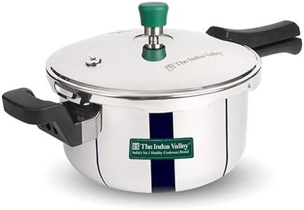 The Indus Valley Triply Stainless Steel Outer Lid Pressure Pan 5 Litres | Also Use As Deep Fry Pan | Induction friendly | ISI-Certified, 3-Layer Body, 100% Pure & Toxin-free, 5 Years Warranty