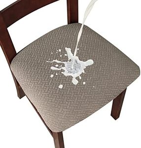 Genina Waterproof Seat Covers for Dining Room Chairs Covers Dining Chair seat Covers Kitchen Chair Covers slipcovers (Taupe, 6 Pcs)