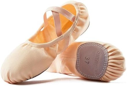 Dance Women's Ballet Shoes Stretch Canvas Performa Dance Slippers Split Sole for Girls/Adult, Size 7, Nude