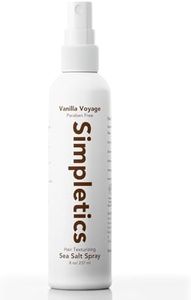Simpletics Himalayan Sea Salt Hair Spray (Vanilla Scent) – Natural 5-Ingredient Formula for Beach Waves & Volume – Light Hold, Non-Greasy, Paraben & Sulfate Free – Unisex 8 fl oz