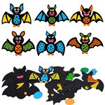 LAMEK 12 Pack Bat Craft Kits for Kids DIY Halloween Creative Set with Foam Stickers Hanging Decoration for Boys Girls Arts Crafts Halloween Party Supply