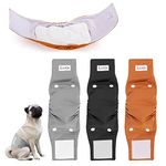 Luxja Reusable Male Dog Diapers with Detachable Diaper Pad (3 Pack), Washable Male Dog Belly Bands (Black + Gray + Brown, M)