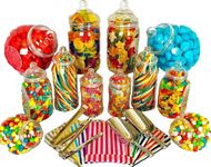 JUMBO 12 Assorted Jars 2 Scoops, 2 Tongs, 100 Bags - Vintage Victorian Pick & Mix Sweet Shop Candy Buffet Kit Party Pack (PINK)