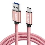CBUS 6ft Heavy-Duty Braided USB C Charger Cable Compatible with iPhone 15/Pro/Max, iPad Pro, iPad Air (2022/2021/2020) Samsung Galaxy Tab S8/S8+/S7 FE/S7/S7+/S6/S6 Lite, Steam Deck (Pink Rose Gold)