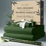 DECOLURE 100% Organic Bamboo Sheets Set 3 pcs - Luxury Bamboo Twin Sheet Set w/ Deep Pocket - Silk Soft Green Cooling Bamboo Sheets for Twin Size Bed - All-Season Cool Twin Bed Sheets Bamboo (Olive)