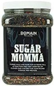 Domain Outdoor Sugar Momma Food Plot Seed for Deer, 1/2 Acre, Turnip, Rape, Kale, Clovers, Chicory, Annual and Perennial Food Sources for Extreme Summer, Fall and Winter Attraction, Year Round Food