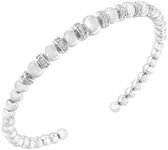 Haus of Brilliance .925 Sterling Silver 1/4 Cttw Diamond Rondelle Graduated Ball Bead Cuff Bangle Bracelet (I-J color, I2-I3 clarity) - Fits wrists up to 7 1/2 inches