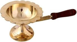 PR International Brass Aarti Diya with Handle Perfect Aarti Diya/Dia for Pooja