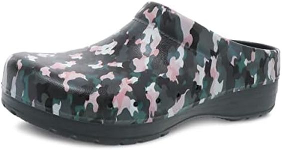 Dansko Kane Slip-On Mule Clog for Women - Lightweight Cushioned Comfort and Removable EVA Footbed with Arch Support - Easy Clean Uppers, Camo, 7.5-8