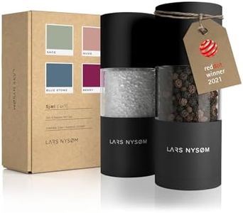 LARS NYSØM Salt and Pepper Grinder Set I Salt and Pepper Mills with Adjustable Ceramic Grinder 2 pieces I Manual Design Spice Grinder Set (Carbon Black)