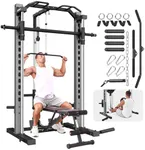 OPPSDECOR All-in-One Adjustable Smith Machine with LAT-Pull Down System Multi-Function Power Cage for Home Gym Cable Crossover Squat Rack of Workout Machine Training Equipment with Attachments
