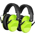 BlueFire Kids Ear Protection Safety Earmuffs, 27dB Kids Hearing Protection Ear Muffs, 2 Pack Foldable Noise Reduction Earmuffs Ear Defenders for Sleeping, Studying, Shooting(Green)