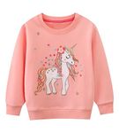 Little Hand Toddler Girls Unicorn Jumpers Cotton Long Sleeve Girls Casual Sweatshirt Top Kids Outfit Children Pullover Age 4-5 Year