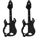 Excefore 2 Pack Small TSA Keychain Multitool,12 in 1 Pocket Stainless Steel EDC Tool Set with Guitar Shaped Design