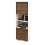 Nexera Liber-T Modular 2-Door Bookcase, White/Walnut