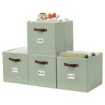 DECOMOMO Storage Basket 4pcs Cube Storage Bin with Label Holder for Closet Kallax Shelves Clothes Kids Toy Nursery (Kallax/ 4pcs, Sage Green)