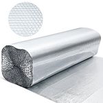 Ireer 3mm Foam Insulation Heat 48 in x 100 ft Reflecting Insulation Roll Double Sided Aluminum Bubble Film Attic Door Insulation Cover Foam Board Commercial Attic Insulation for Windows Garages Ducts