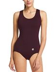 BALEAF Women's One Piece Swimsuits Athletic Conservative Racerback Training Swimsuit Swimwear Bathing Suit Wine Red 32