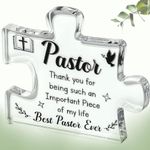 XIANNVXI Pastor Plaque,Thank You Gifts for Pastor,Puzzle Acrylic Plaque with Wooden Base,Presents for Pastor