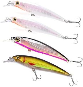 Codaicen Fishing jerkbaits for Bass - Hard Bait Floating Minnow Lure - Realistic Fishing Lures - Swimbait Fishing Bait - Crankbait Vibrating Rattling Balls Floating Jerkbait Lures (Set of Four)