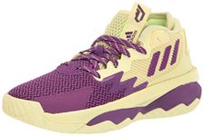 adidas Unisex-Adult Dame 8 Basketball Shoe, Yellow Tint/Glory Purple/Signal Green, 12.5