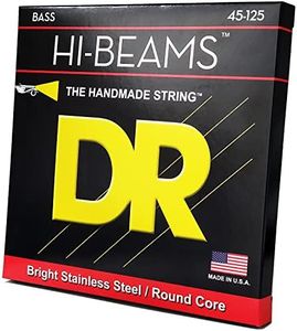 DR Strings HI-BEAMS - Stainless Steel 5-String Bass Guitar Strings, 45-125, Round Core