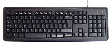 Logitech K110 Wired USB Wired Spill Resistant Full-Size PC Keyboard with Media Control, Compatible with Windows & Linux, For Home, Office & Business QWERTY UK Layout - Black